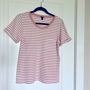 JCREW Dusty Pink Striped Pocket Tee SZ S